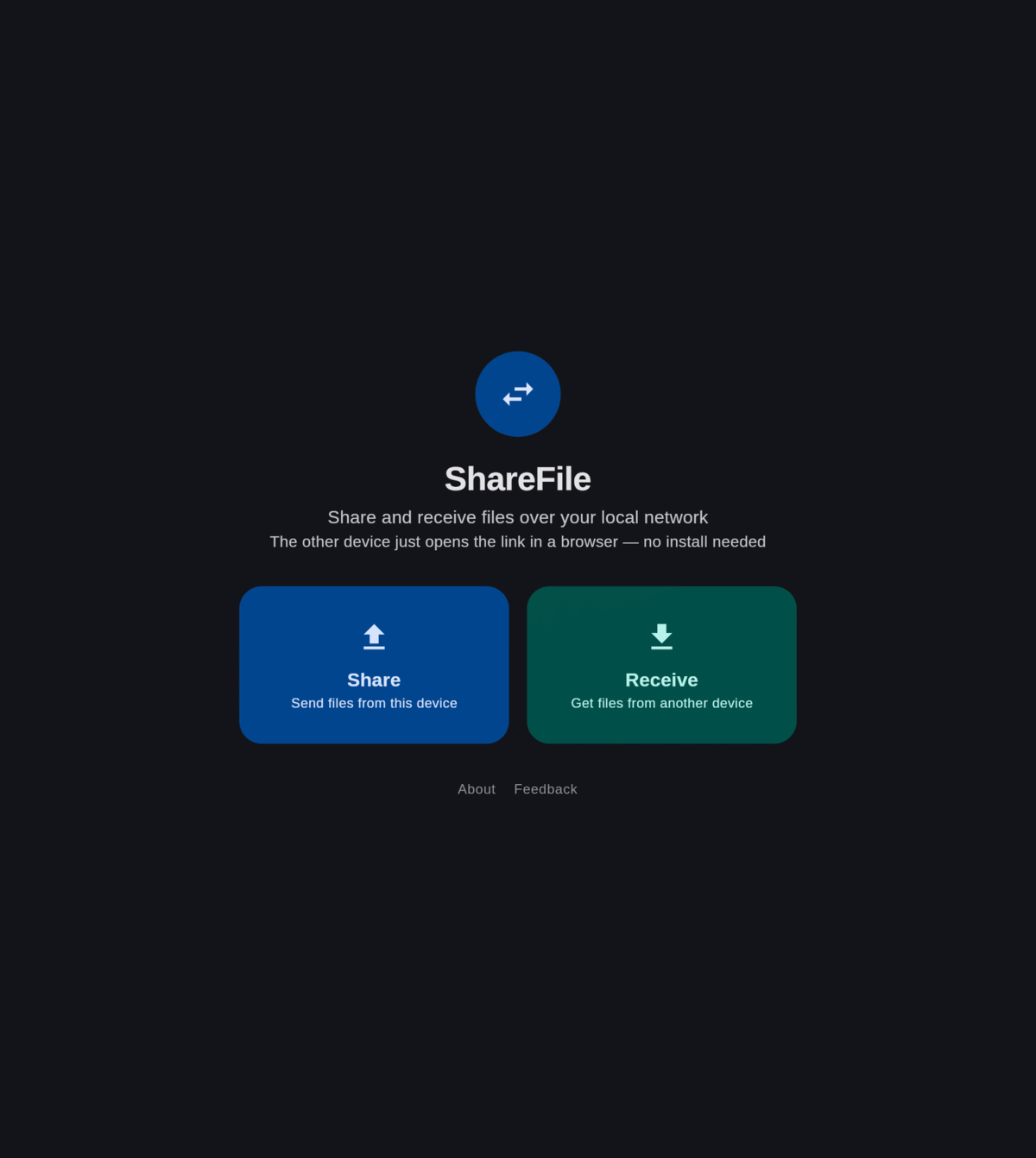 Quick File Share desktop app for Linux, Windows and macOS